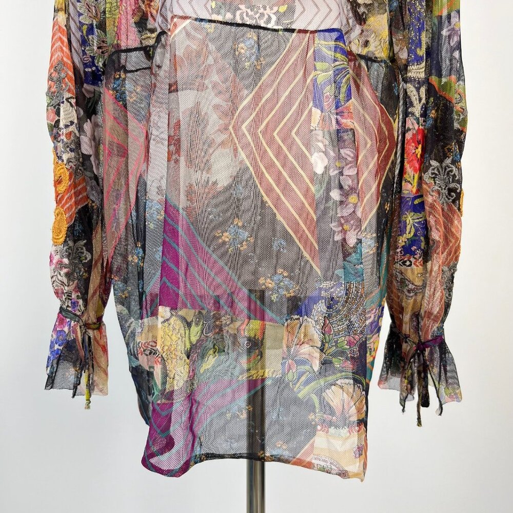 $328 NWOT Johnny Was Mazzy Poet Mesh Floral Embroidered Blouse Top Size S - Picture 9 of 15